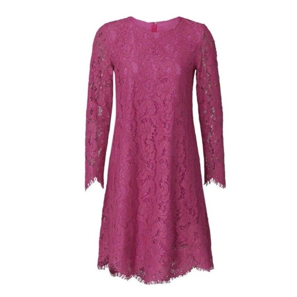 Adam Lippes Pink Lace Long Sleeve Trapeze Dress Sz 8